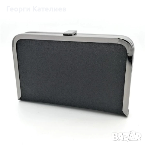 Абитуриентска Дамска Чанта Клъч В Черен Цвят Със Ситен Брокат, снимка 2 - Чанти - 44935675
