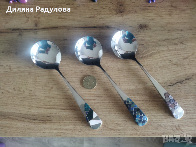 3 бр. метални декоративни лъжици, снимка 7 - Декорация за дома - 53426164