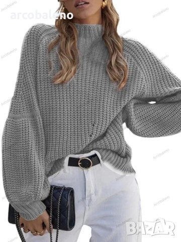 Дамски ежедневен свободен пуловер с висока яка, 8цвята - 023, снимка 9 - Блузи с дълъг ръкав и пуловери - 43039851