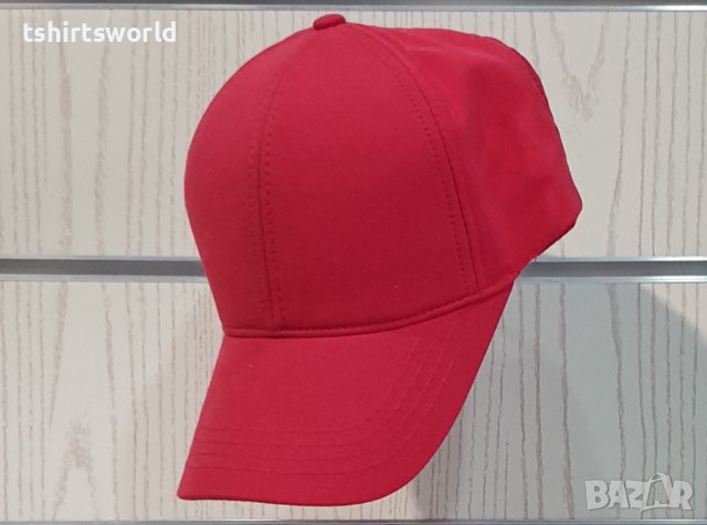 Нова изчистена шапка с козирка в червен цвят, микрофибър, снимка 5 - Шапки - 37505726