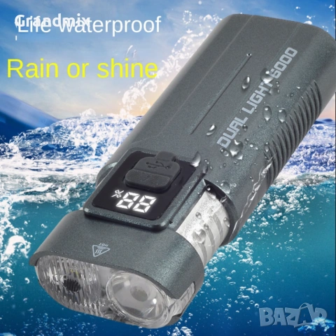 Алуминиев мощен велосипеден прожектор фар с двоен LED, светлини, снимка 4 - Велосипеди - 53492431