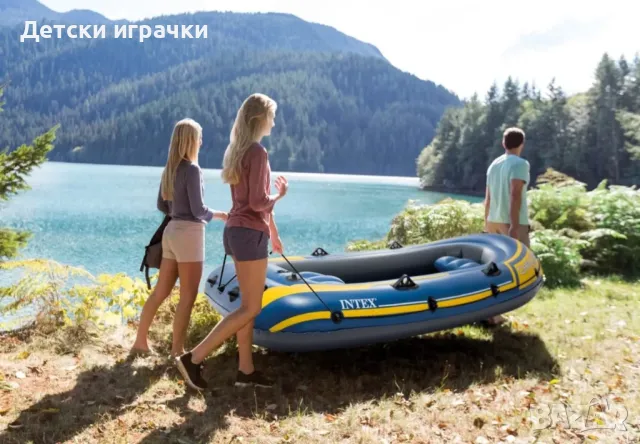 Надуваема лодка Challenger 3 Intex, за 3 места, 295 х 137 см, PVC, синя, снимка 5 - Водни спортове - 49981848