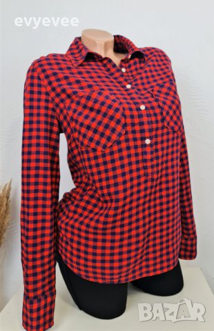 Дамска риза блуза червено и синьо каре, снимка 4 - Ризи - 38578061
