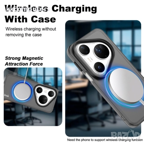 IMAK For Huawei Pura 80 Ultra Калъф [MagSafe] с Включен Протектор | Черен, Прозрачен Заден Панел | P, снимка 5 - Калъфи, кейсове - 51961325