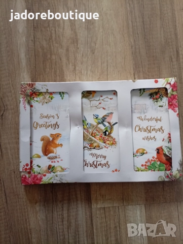 12 броя/к-кт Коледни картички с пликове - три вида, снимка 2 - Други - 51915855