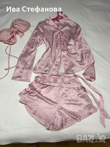 Нов уникален розов сет от ацетна коприна, Alessa, снимка 5 - Къси панталони и бермуди - 50930755