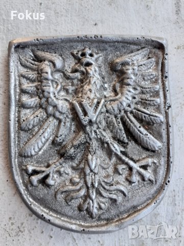 Метален герб орел с корона алуминий, снимка 1 - Антикварни и старинни предмети - 35515357