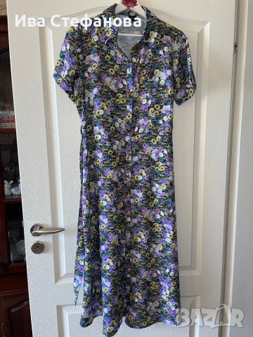 Страхотна дълга рокля риза флорален принт полски цветя , снимка 1 - Рокли - 40223429