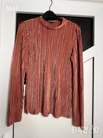 Блуза H&M, дълъг ръкав, размер S-M, оранжева/кафява/бордо, снимка 4 - Блузи с дълъг ръкав и пуловери - 43146682