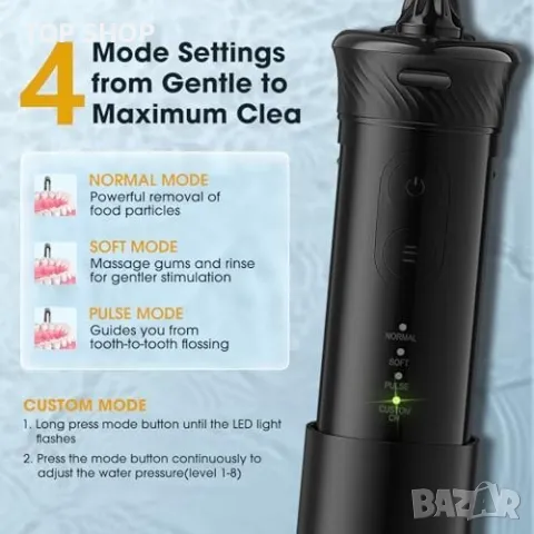 Нов Зъбен Флосер - Бързо Зареждане, 6 Многофункционални Дюзи Уста грижа, снимка 3 - Тримери - 49956859