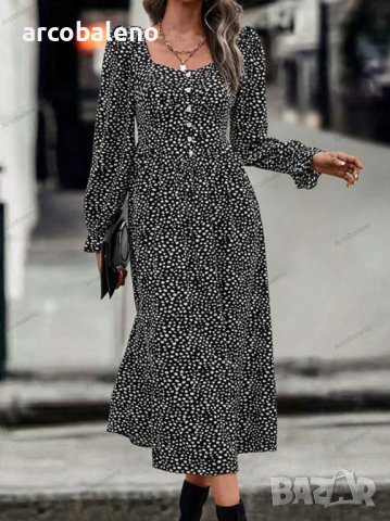 Нова дамска рокля с принт с квадратно деколте, снимка 1 - Рокли - 43751135