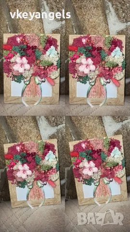 Пано “букет” с естествен скандинавски мъх, снимка 5 - Подаръци за жени - 50188577