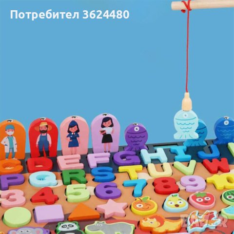 3572 Игра за сортиране с дървени фигурки и магнитен риболов, снимка 3 - Образователни игри - 37773296