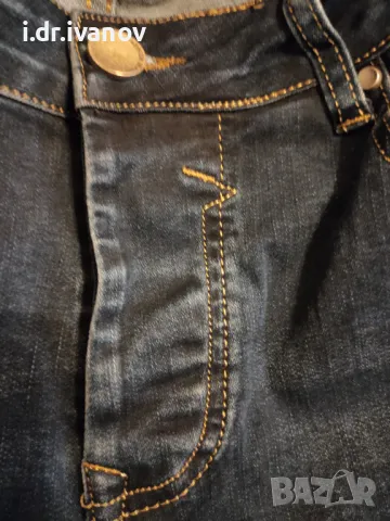 накъсани еластични тъмносини мъжки дънки, снимка 4 - Дънки - 49340524