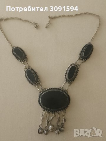 Възрожденско колие с ШЛИФОВАН ЧЕРЕН ахат, снимка 2 - Антикварни и старинни предмети - 43625694