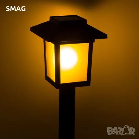 LED слънчев фенер соларна лампа с пламък ефект пластмаса квадрат черен 25 см S_1190492, снимка 3 - Соларни лампи - 49905063