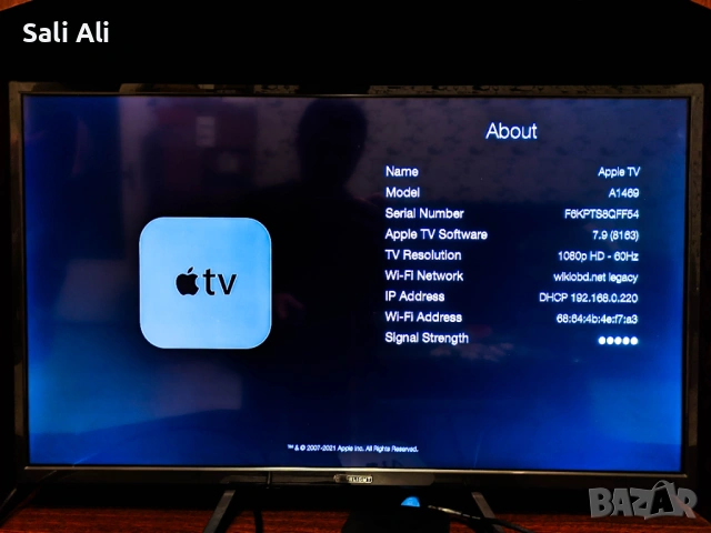 Apple TV A1469 Modded Отключен Стрийминг Плеър AirPlay, снимка 12 - Приемници и антени - 53458456