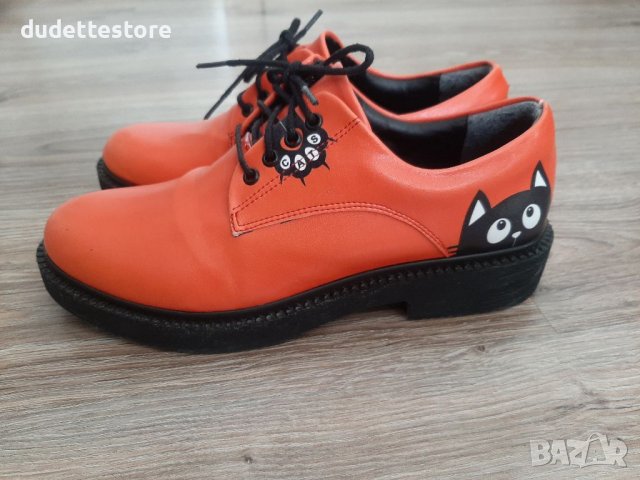 Дамски обувки с котенца оранжеви ежедневни, снимка 3 - Дамски ежедневни обувки - 38416782