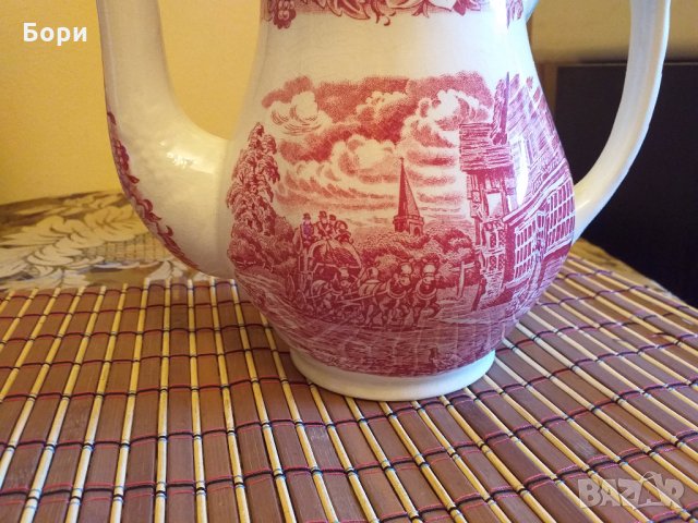 Английска порцеланова кана Coaching Taverns 1828 Royal Tudor Ware  Staffordshire England, снимка 13 - Аксесоари за кухня - 32807764