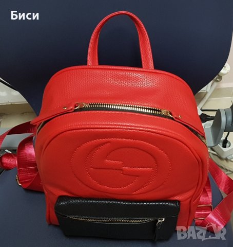 Gucci/Гучи-средно голяма червена раница ,естествена кожа, снимка 8 - Раници - 40057862