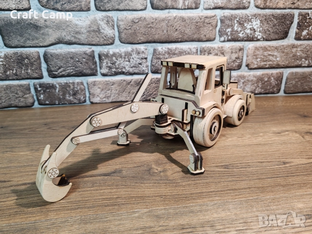 Дървен модел на Багер – Craft Camp, снимка 9 - Коли, камиони, мотори, писти - 52737058