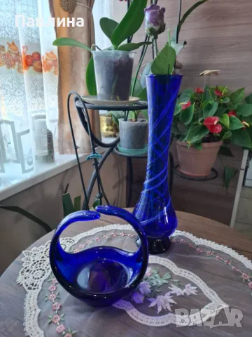 Стъклени фруктиери в синьо , снимка 6 - Аксесоари за кухня - 49095399