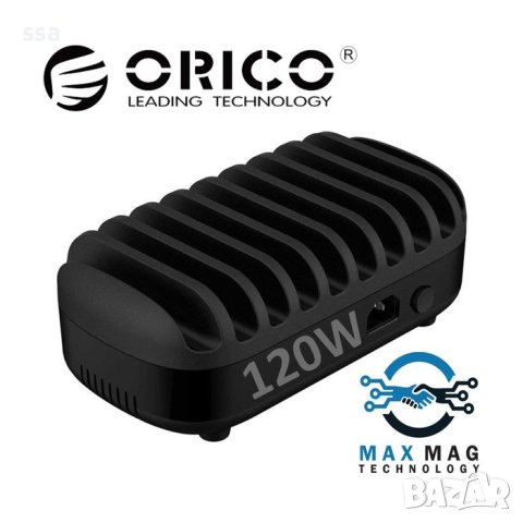 Orico зарядна станция за мобилни устройства Charger Station 220V - 10 x USB 120W black - DUK-10P-EU-, снимка 1