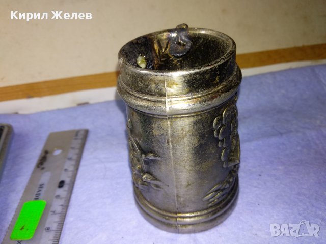 Стар КОЛЕКЦИОНЕРСКИ РУСКИ ЦИНКОВ КАПИТАНСКИ СВЕЩНИК - ЧАШКА с ОРНАМЕНТИРАНИ ВЕТРОХОД и ОРЪДИЕ 42644, снимка 10 - Колекции - 43828026