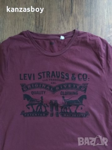 Levi's Burgundy Crew Neck Logo T-Shirt - страхотна мъжка тениска, снимка 4 - Тениски - 33634651