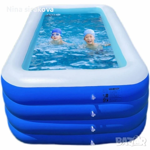 Голям удебелен надуваем басейн за дома – идеален за бебета, деца и възрастни, снимка 4 - Басейни и аксесоари - 51006793