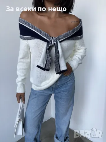 Дамски пуловер фино плетиво Christian Dior - 2 налични цвята Код A179, снимка 4 - Блузи с дълъг ръкав и пуловери - 47671195