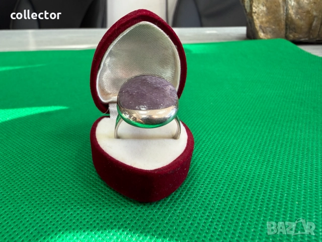 Сребърен пръстен с Лепидолит. №7738, снимка 4 - Пръстени - 52810886