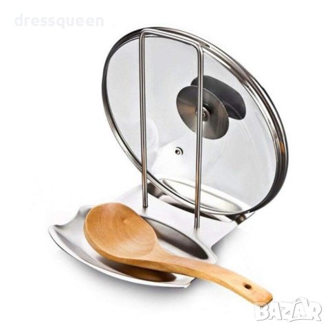 Метална самостояща поставка за капаци и прибори за готвене