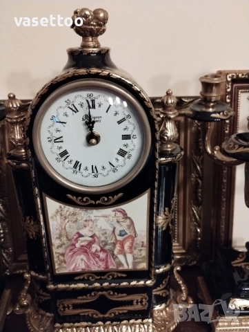 Порцеланов часовник с два свещника, снимка 11 - Антикварни и старинни предмети - 51553660