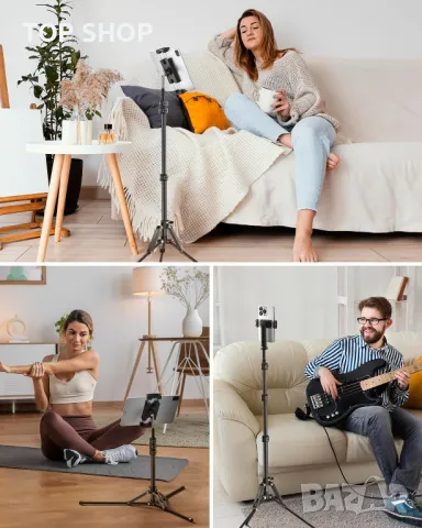 Стойка за телефон и таблет, 170 см статив с дистанционно управление, за 3,5-13" и чанта за носене, снимка 3 - Селфи стикове, аксесоари - 49938046