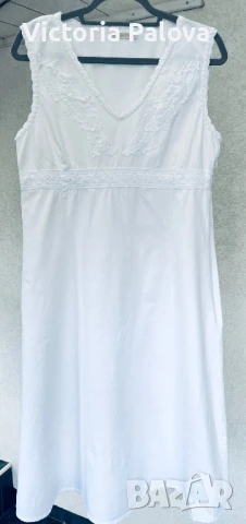 Елегантна бяла рокля FRANSA лен и вискоза, снимка 2 - Рокли - 51026262