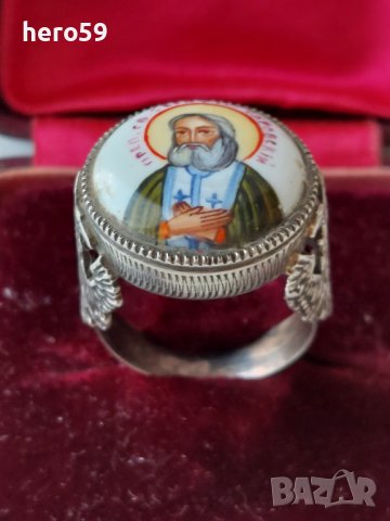 Сребърен 84 пръстен царска Русия с емайл, снимка 2 - Пръстени - 43760762