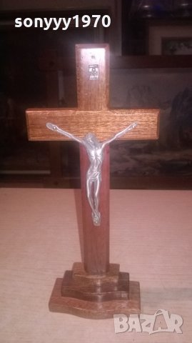 *КРЪСТ-Кръст от дърво и метал на поставка, снимка 3 - Колекции - 27406085