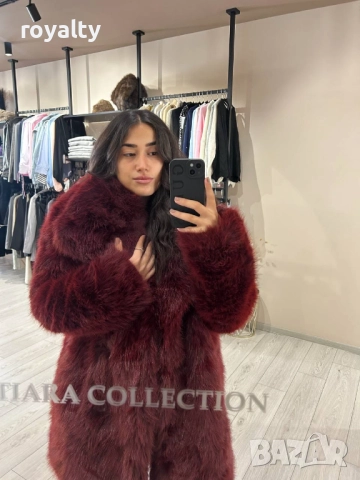 Червено Дамско Палто , снимка 5 - Палта, манта - 52885250