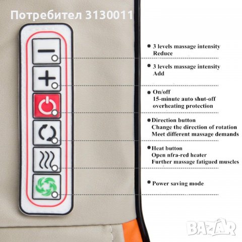  !█▬█ █ ▀█▀ Нови модели 2022 16 глави Черен,Сив и Меден Шиацу масажор-масаж с 6 копчета , снимка 9 - Масажори - 37000702