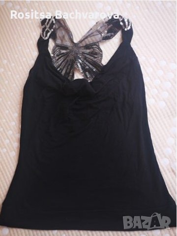 Черен топ с пеперуда, Kenvelo, S размер, снимка 4 - Корсети, бюстиета, топове - 28823436