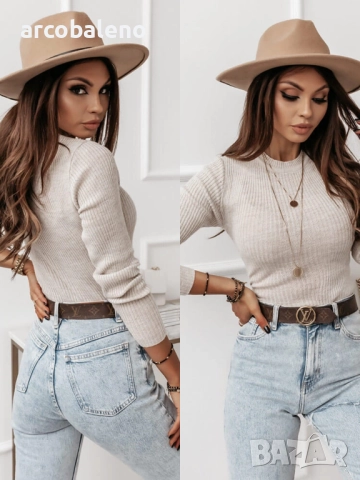 Дамски втален оребрен пуловер ISSABELI, 5цвята , снимка 2 - Блузи с дълъг ръкав и пуловери - 52579081