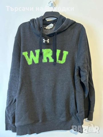 Мъжки суичър Under Armour Wales Rugby Union (WRU) – размер XXL, тъмносив с неоново зелен надпис