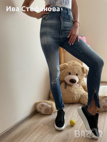 Еластични с висока талия страхотни изчистени дънки Dsquared2 , снимка 12 - Дънки - 33022790