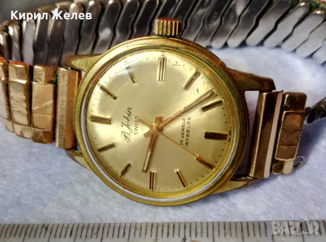 R.Jobin 17 JEWELS INCABLOC Стар ПОЗЛАТЕН ШВЕЙЦАРСКИ РЪЧЕН ЧАСОВНИК РАБОТЕЩ с ПОЗЛАТЕНА ВЕРИЖКА 49567, снимка 2 - Антикварни и старинни предмети - 48442556