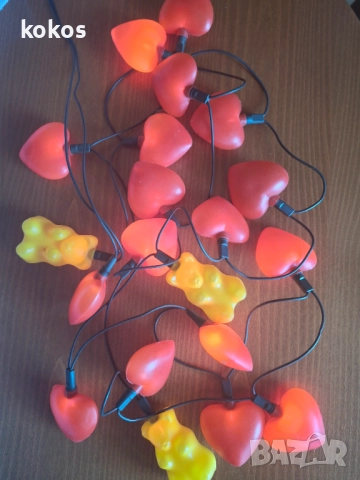 Цветни коледни лампички сърца и мечета, снимка 2 - Други - 51523237
