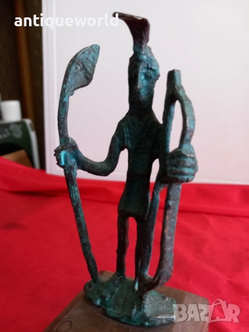Стара Бронзова Пластика Нурагически Стрелец Статуетка, снимка 6 - Антикварни и старинни предмети - 51843090