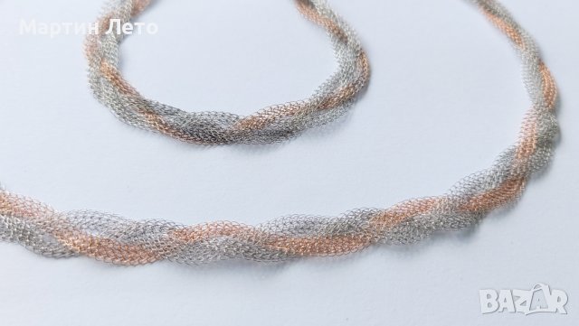 Сребърно колие и гривна. 925. Много оригинална плетка., снимка 6 - Бижутерийни комплекти - 38083795