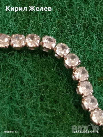 Кристална сребърна тенис гривна тип боло с кристали 30475, снимка 3 - Гривни - 52863207