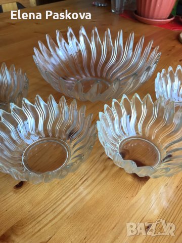 комплект купи, фруктиери, стъкло, Чехия, снимка 2 - Сервизи - 40516712